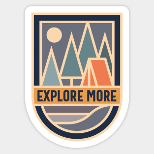 Nature inspiration: Explore More camping badge (retro colors and design) Sticker